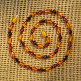 Exquisite Gem Cut Baltic Amber Necklace, 17-18" Long, Multi-color with Smooth Faceted Beads, Small Merlot Beads