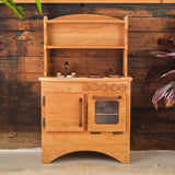 Simple Handmade Wooden Hearth Play Kitchen, Cherry