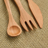Handmade Wooden Child Size Fork, Knife & Spoon - Cherry Utensil Set