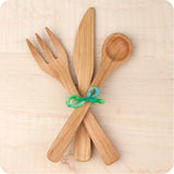 Child's Wood Fork, Knife & Spoon, Cherry