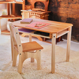 Farmhouse Table - Table Only or Table with Chairs Options + Farmhouse Bench Add-on (All Natural Beeswax finish) - 33" L x 22" W x 24" H - Child Size