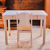 Simple Maple Wood Desk and Farmhouse Chair - 33" L x 22" W x 24" H