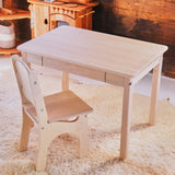 Simple Maple Wood Desk and Farmhouse Chair - 33" L x 22" W x 24" H