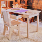 Simple Maple Wood Desk and Farmhouse Chair - 33" L x 22" W x 24" H