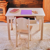 Simple Maple Wood Desk and Farmhouse Chair - 33" L x 22" W x 24" H