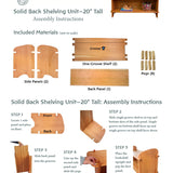 Handmade Solid Cherry Wood Solid Back Bookshelf Shelving Units