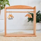 Cherry Wood Doll Clothes Stand / Clothes Caddy & Hangers Bundle - 23" L x 8" W x 23" H