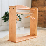 Cherry Wood Doll Clothes Stand / Clothes Caddy & Hangers Bundle - 23" L x 8" W x 23" H