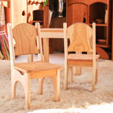 Doll Size Cherry and Maple Table and 2 Chairs