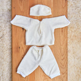 15" Waldorf Baby Doll Cotton Terry Cloth 3 Piece Outfit - Cream or White