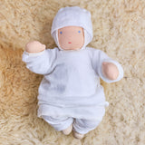15" Waldorf Baby Doll Cotton Terry Cloth 3 Piece Outfit - Cream or White