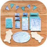 Dollhouse Accessory Set, (17 Piece), Turquoise & Blue
