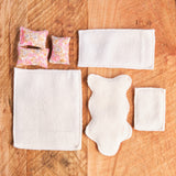 Dollhouse Accessory Set (7 pieces) Sherpa & Floral - Pink, Red or All White