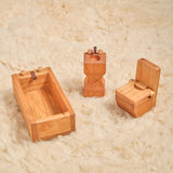 Cherry Wood Toilet, Tub, and Sink Set