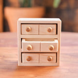 Maple Wood Dollhouse Furniture - Set of 5 Pieces - Sized for Dolls Around 6" Tall