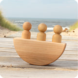 Wooden Rocking Boat with Sailors, Cherry