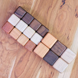 Multi-Size Wood Building Cube Blocks, Set of 24, 18 are 1-1/2" & 6 are 1-7/8" cubes