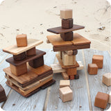Multi-Size Wood Building Cube Blocks, Set of 24, 18 are 1-1/2" & 6 are 1-7/8" cubes