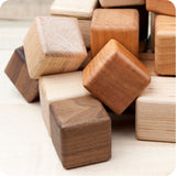 Wooden One-Size Cube Building Blocks, Set of 24, 1.5" cubes