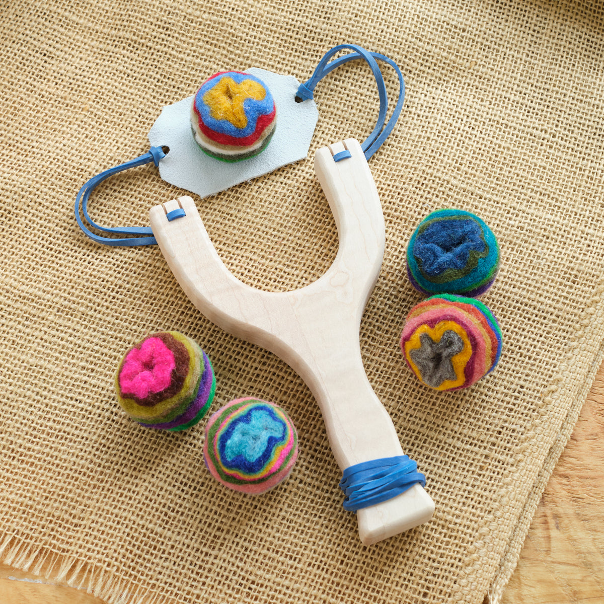 Wooden Slingshot and Felt Ball Set – Camden Rose Inc. / Palumba