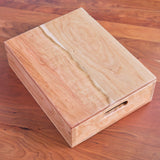 Rectangle Cherry Wood Storage Crate / Tray - 13 1/2" L x 10 1/2" W x 3 1/2" H (with or without lid)