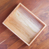 Rectangle Cherry Wood Storage Crate / Tray - 13 1/2" L x 10 1/2" W x 3 1/2" H (with or without lid)