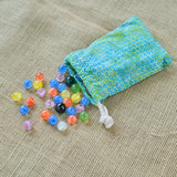 70 Marbles & 4 Shooters with Cotton Storage Bag - Blue Circles Print