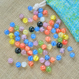 70 Marbles & 4 Shooters with Cotton Storage Bag - Blue Circles Print