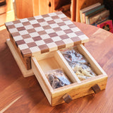 12" x 12" Walnut & Maple Checker Board Set with Drawer, Checker & Chess Pieces Included