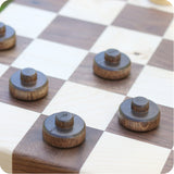 12" x 12" Walnut & Maple Checker Board Set with Drawer, Checker & Chess Pieces Included