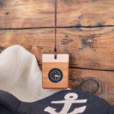 Directional Wood Pocket Fluid-Filled Compass or Necklace, Rectangle/Square, Multicolor, Cherry Bottom