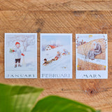 Elsa Beskow Postcard, Set of 12 Months in Swedish - 4-1/8" x 5-13/16"
