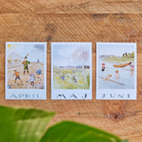 Elsa Beskow Postcard, Set of 12 Months in Swedish - 4-1/8" x 5-13/16"