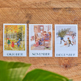 Elsa Beskow Postcard, Set of 12 Months in Swedish - 4-1/8" x 5-13/16"