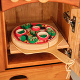 Felted Wooden Pizza - Set with Cutter and Peel