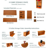 3 Cubby Storage Crate / Bin / Bookcase (wheels in separate listing) - 36" L x 16" W x 10" D
