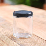 Simple 6 Jar Cherry Wood Paint Holder with 6 Glass Jars/Plastic Lids