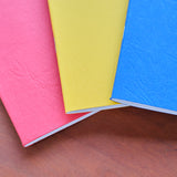 Small Lesson Book Journal Trio, Portrait Format, Red, Blue, Yellow 8.3" x 6.3" - with Onion Skin