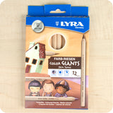 Lyra Color Giants Skin Tone Pencils, Set of 12, 7" Unlacquered Hexagon Barrels