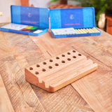 Cherry Wood Crayon Holders with Postcard/Art Slot, 3 options