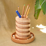 Wood Desktop Marble Run Pencil Holder - Four wood options