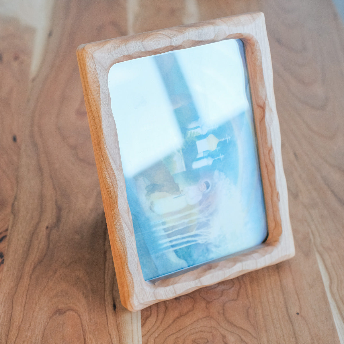 5" x 7" Cherry Sculpted Picture Frame with Cardboard Easel Backing - Glass