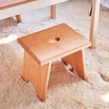 Step Stool Bench, 14" High with Hand Hole - Cherry Wood