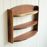 3 Tiered Walnut Wood Wall Shelf - 24" L x 6" D x 17" H - Three Shelves