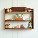 3 Tiered Walnut Wood Wall Shelf - 24" L x 6" D x 17" H - Three Shelves