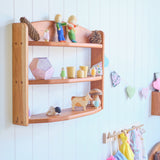 3-Tiered Cherry Wood Wall Shelf - 24" L x 6" D x 17" H - Three Shelves