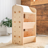 Adjustable Maple Wood Storage Unit with a Shelf and Two Crates - 17" L x 12" W x 32" H