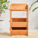 Adjustable Cherry Wood Storage Unit with a Shelf and Two Crates - 17" L x 12" W x 32" H