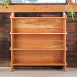 Handmade Solid Cherry Wood Solid Back Bookshelf Shelving Units