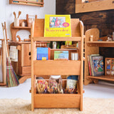 Adjustable Cherry Wood Storage Unit with a Shelf and Two Crates - 17" L x 12" W x 32" H